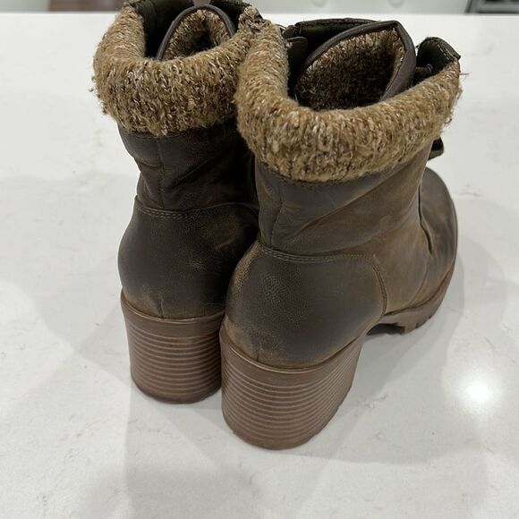 Universal Threads Combat Boot Womens 8.5 Lace Up Chunky Block Heels Casual Brown - Picture 3 of 5